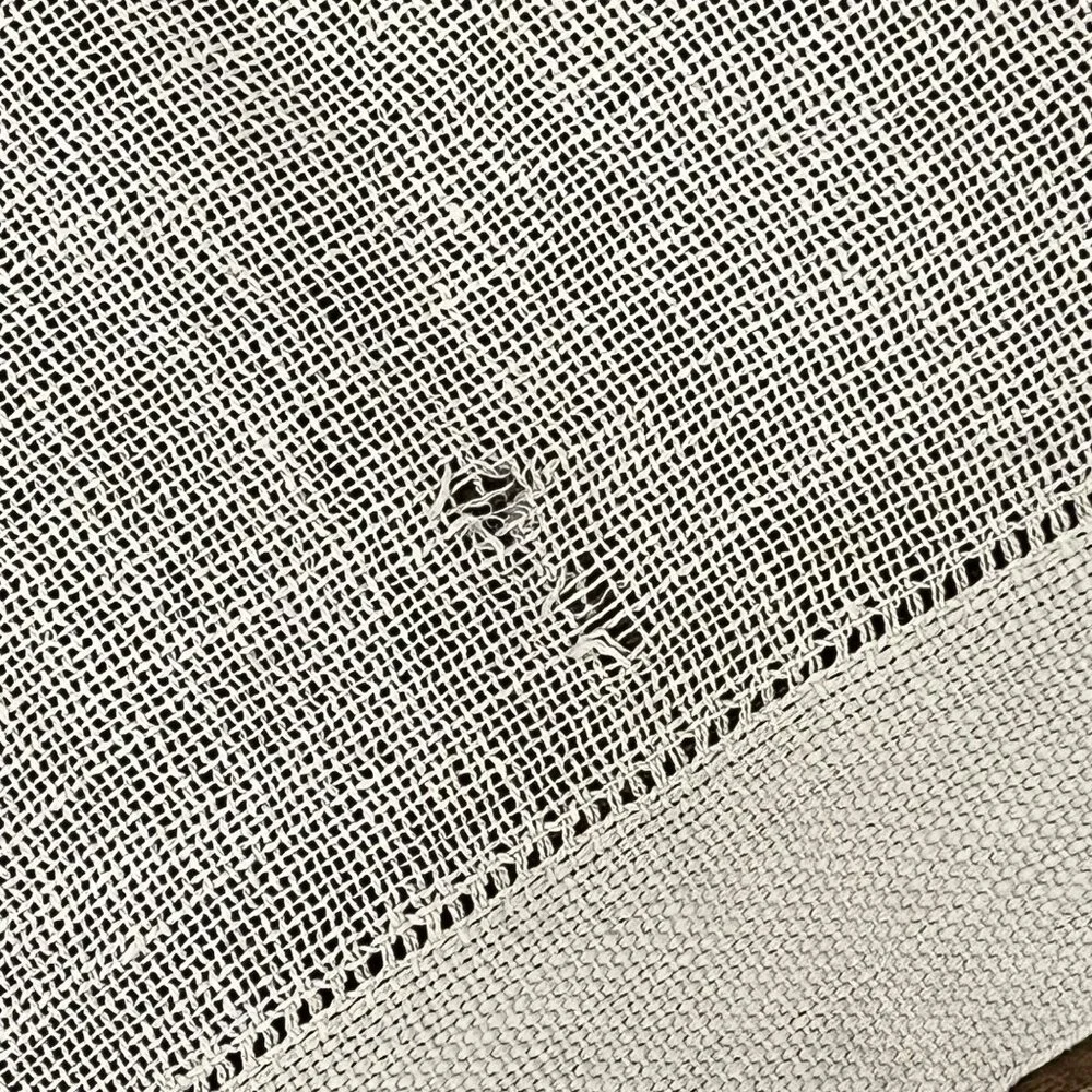 Vintage Linen Table Runner Beige Crochet Edge 53